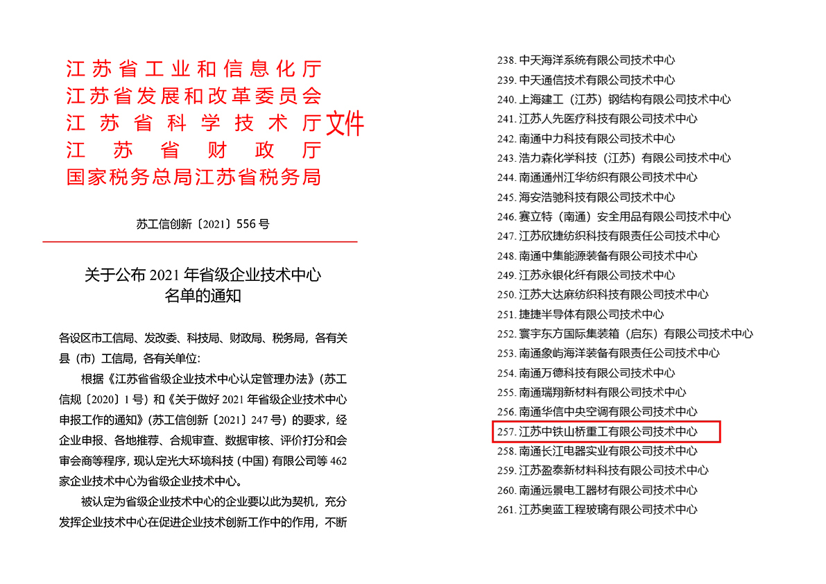 权威发布|中铁山桥南通公司再获省级殊荣(图1)